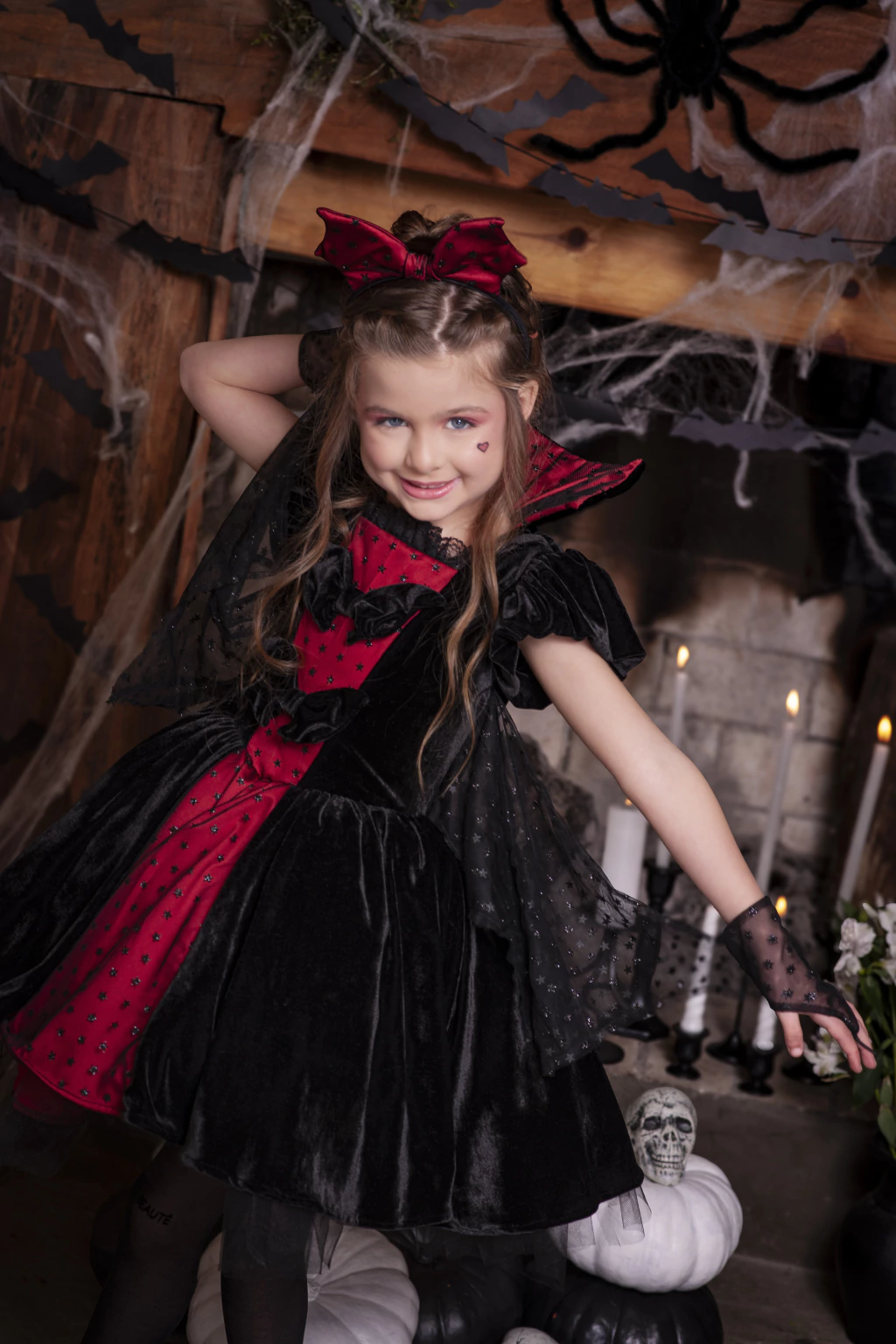 Vestido Vampira Luxo (com asas) - Fantasia Halloween