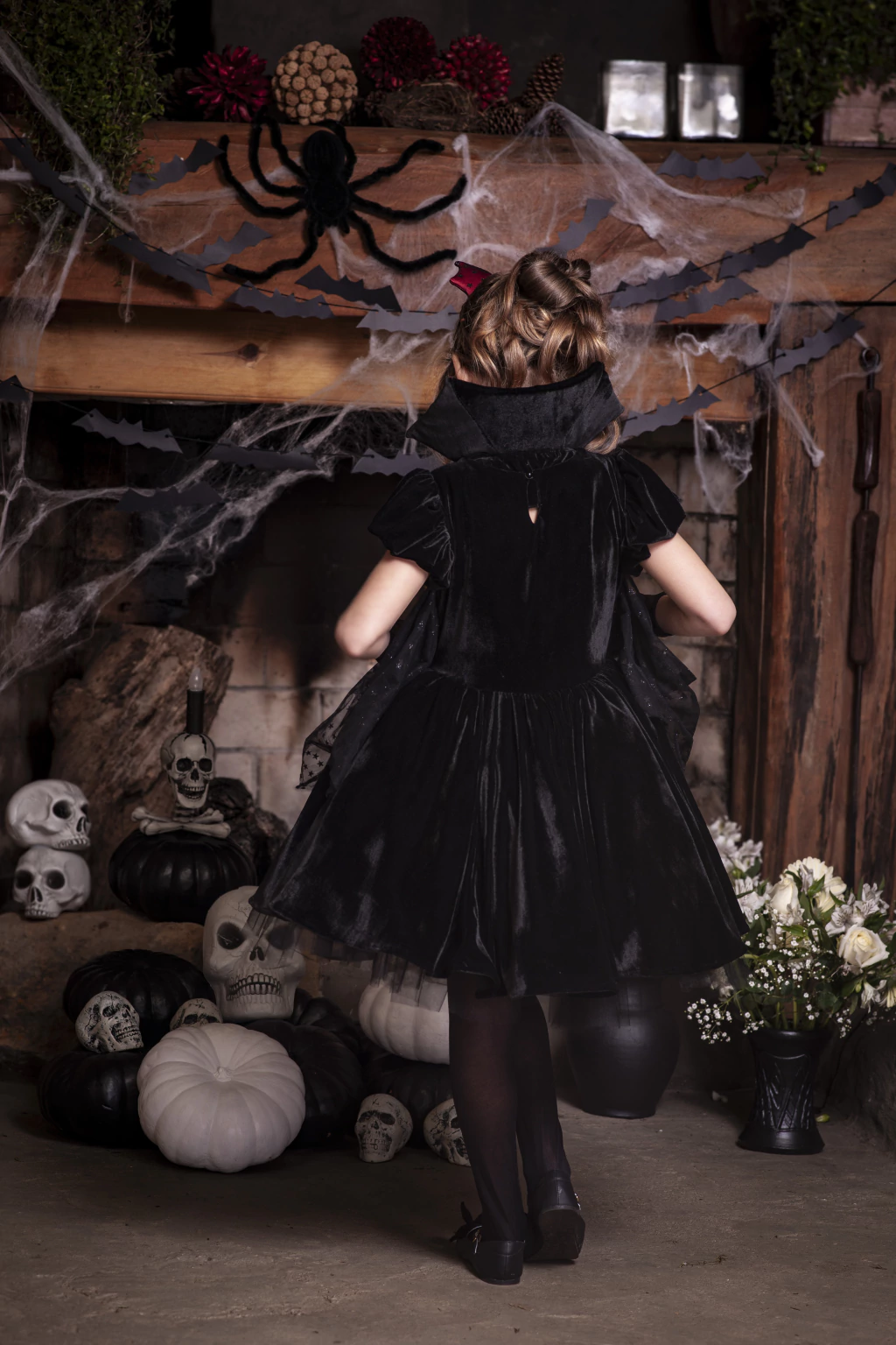 Vestido Vampira Luxo (com asas) - Fantasia Halloween