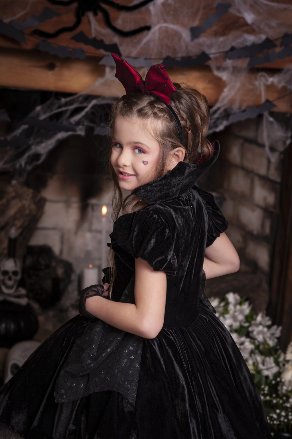 Vestido Vampira Luxo (com asas) - Fantasia Halloween
