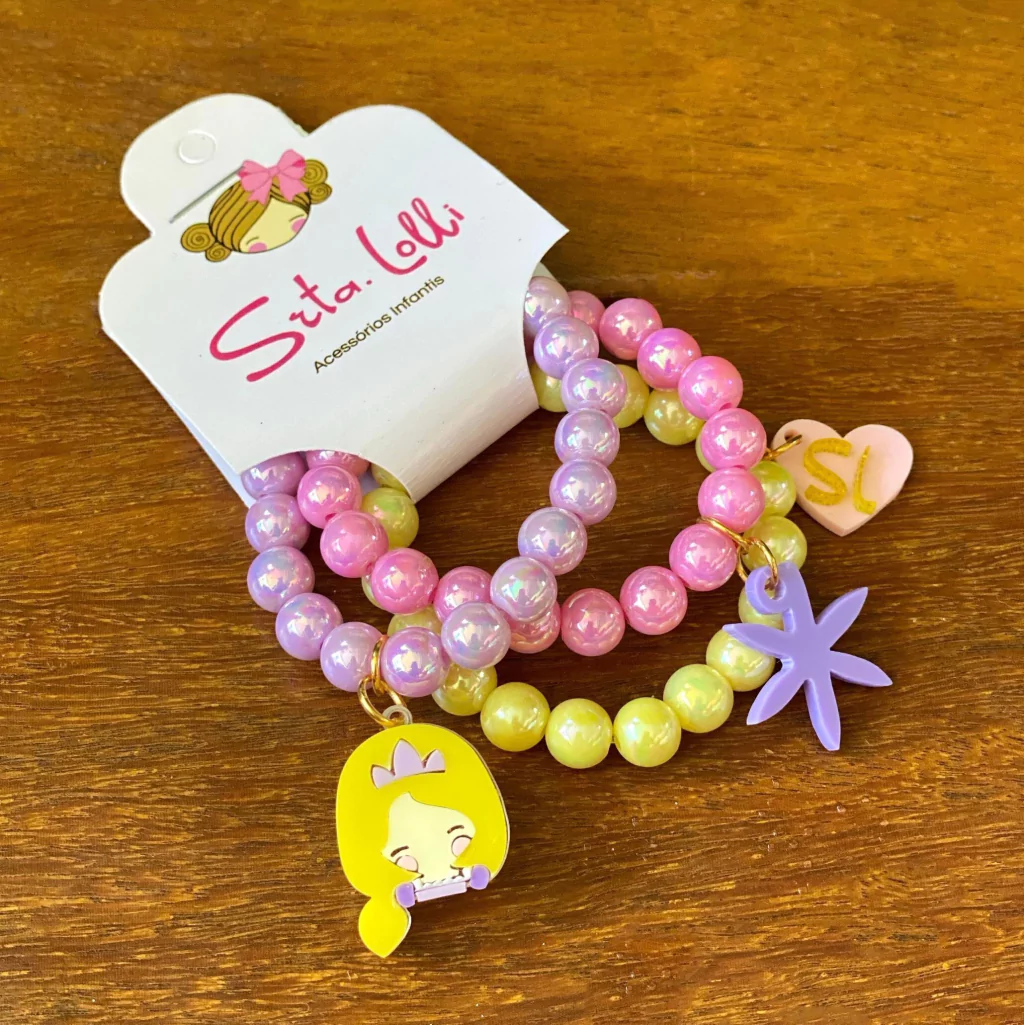Kit Pulseiras Princesa Trança Dourada