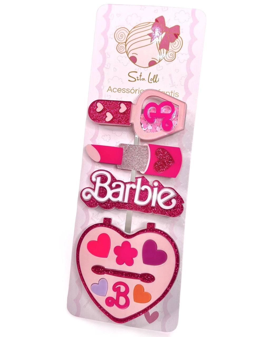 Kit Hair Clip Make Pink