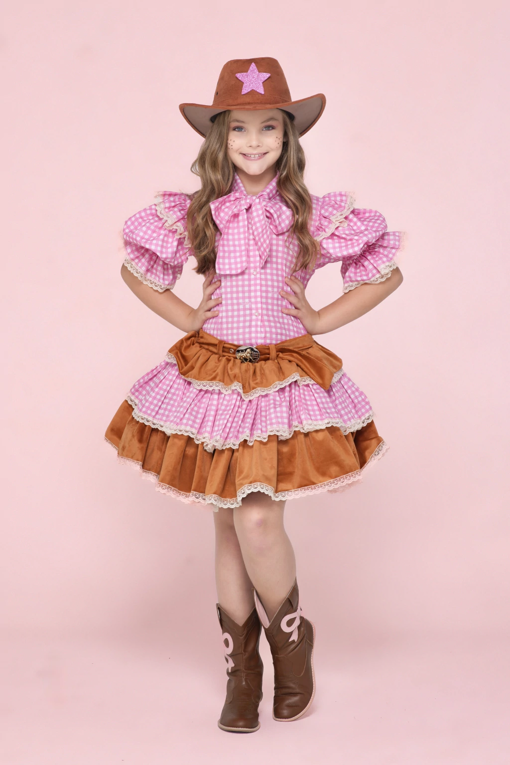 Conjunto Country Boiadeira (Blusa + Saia) - Luxo