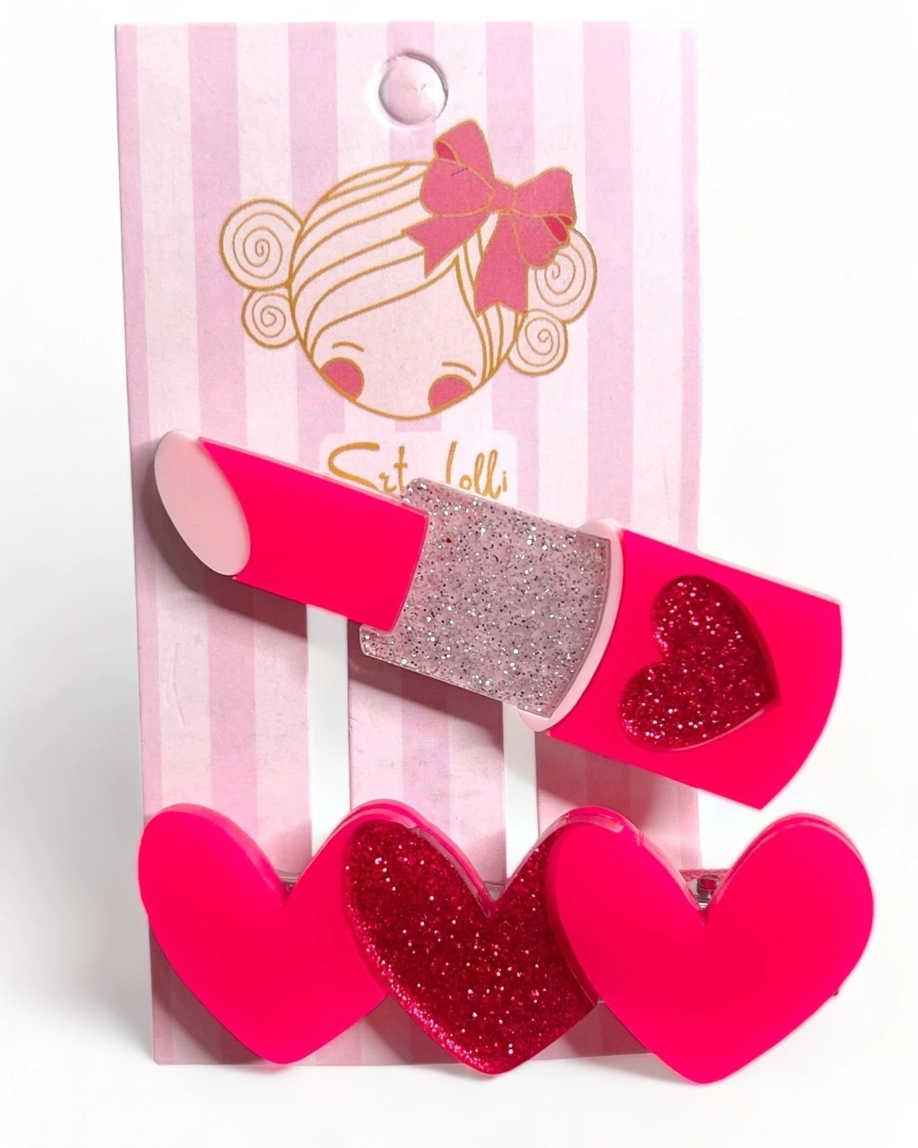Kit Hair Clip Batom Pink