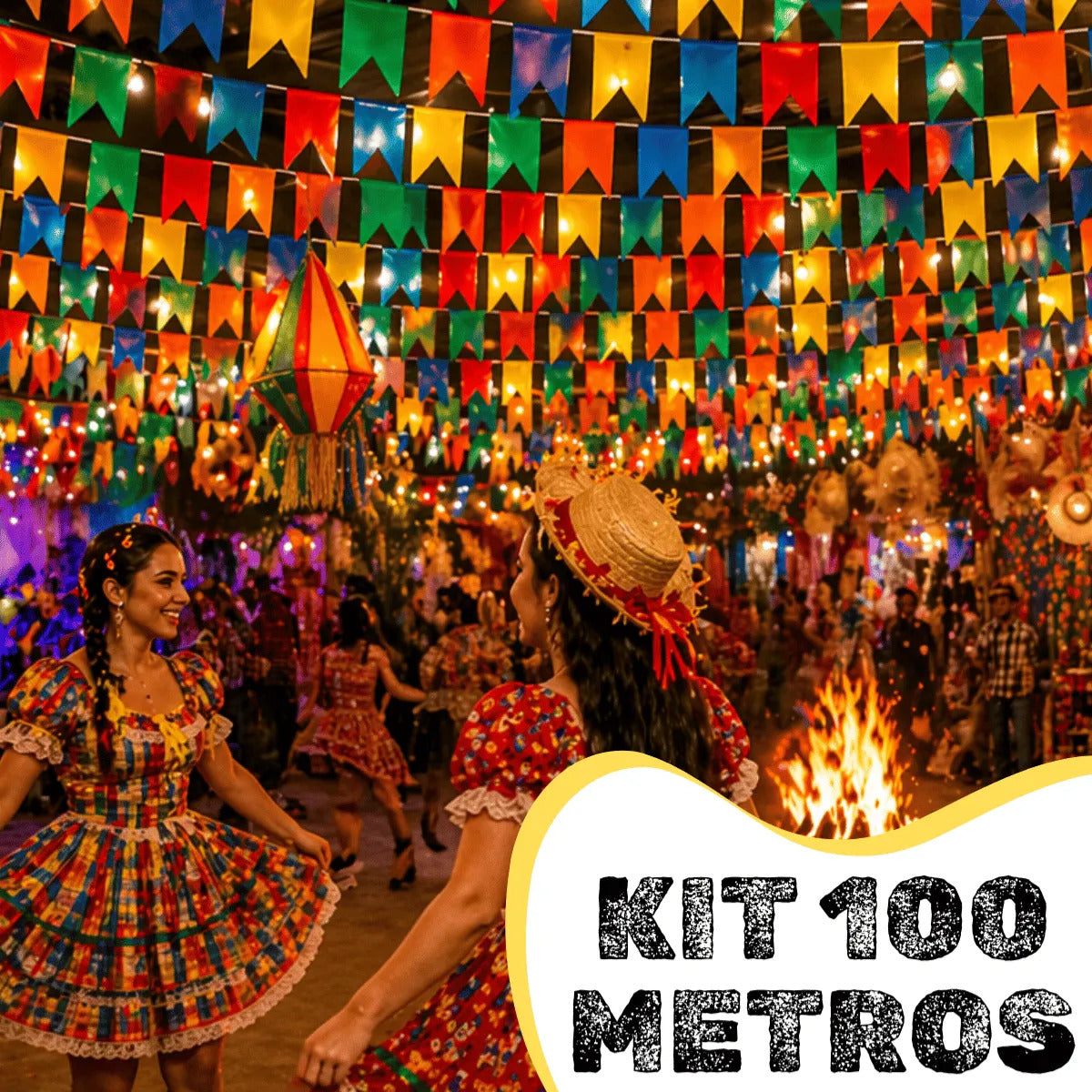 100 Metros Bandeirinha Plástica Grande Junina