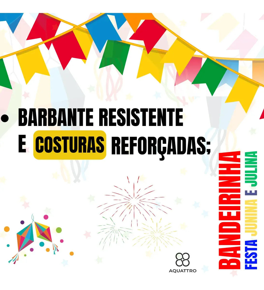 Kit 500 Metros Bandeirinha Festa Junina Plástica AQUATTRO