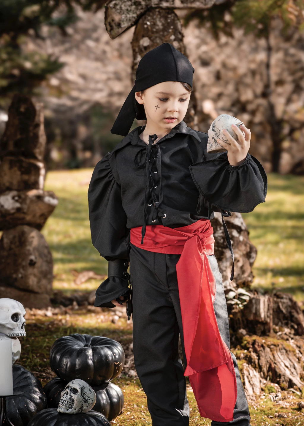Fantasia Pirata Barba Branca (conjunto camisa + calça + faixa + touca) - Fantasia Halloween menino