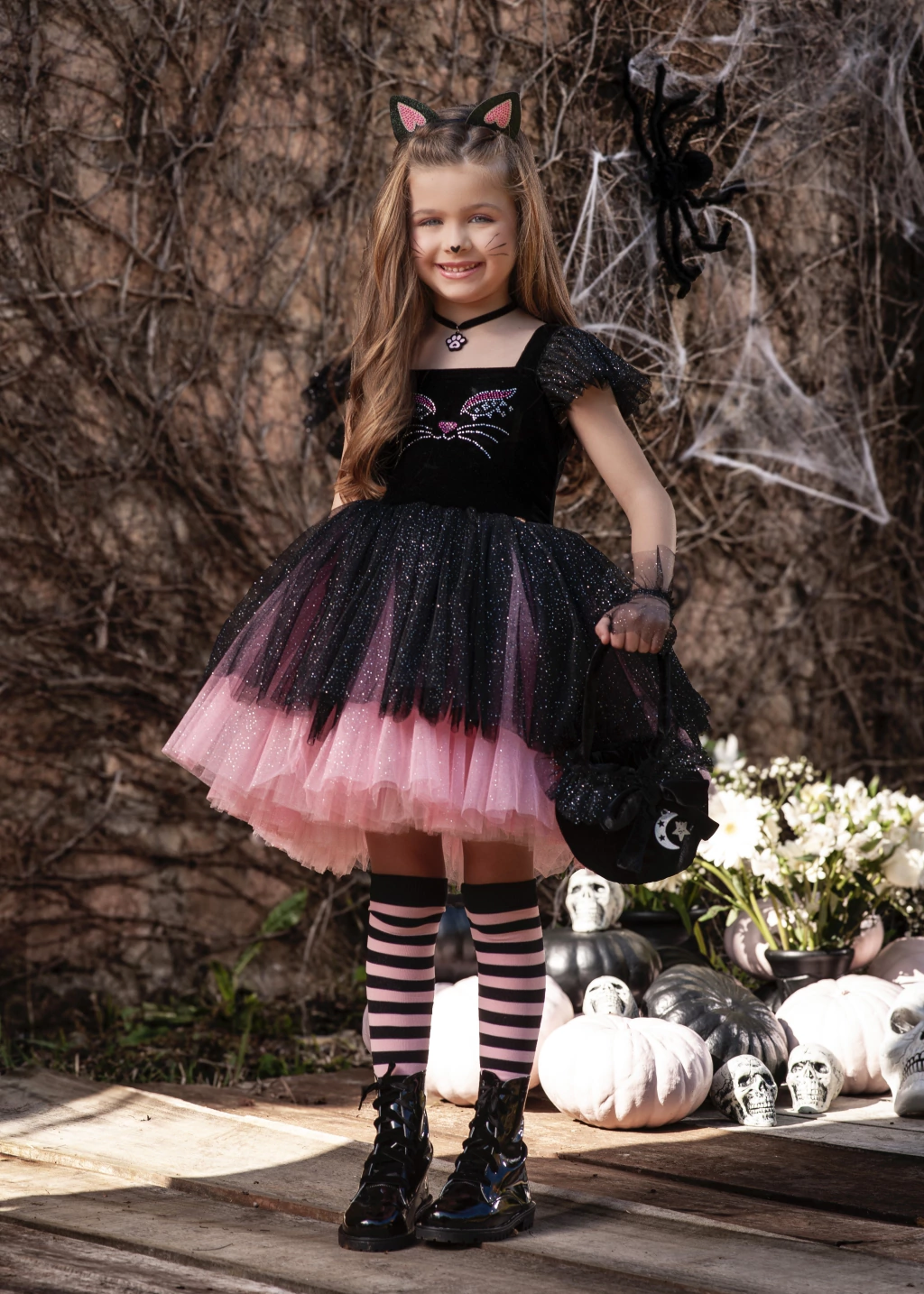 Vestido Gatinha Glamour (com rabo removível) - Fantasia Halloween